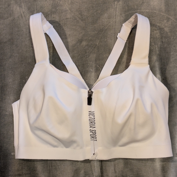 Victoria's Secret Other - Victoria's Secret Sport White Sports Bra ZipFront-Close Sports Bra 34DD White